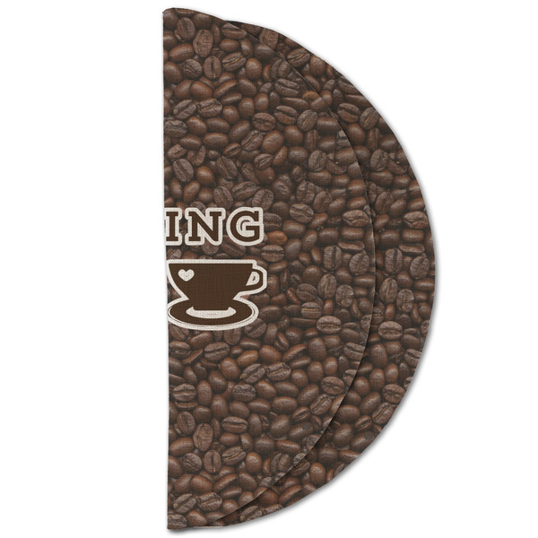 Coffee Addict Round Linen Placemats - HALF FOLDED (double sided)