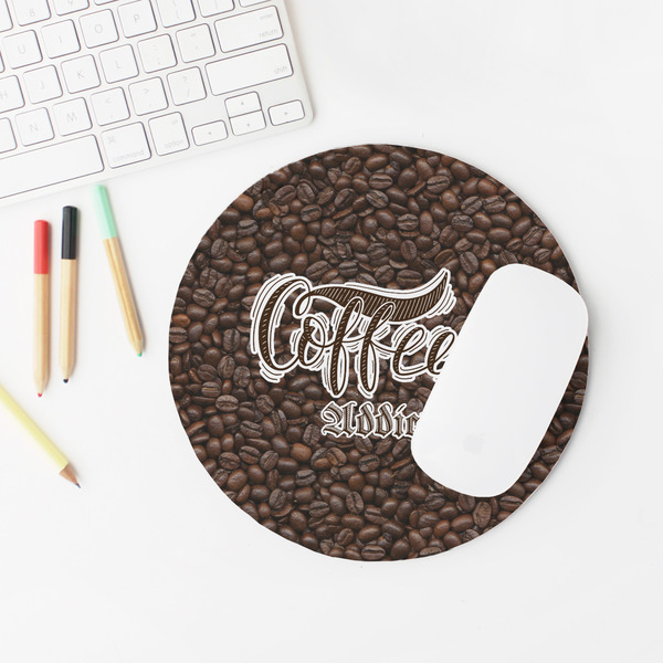 Coffee Addict Round Mousepad - LIFESTYLE 2