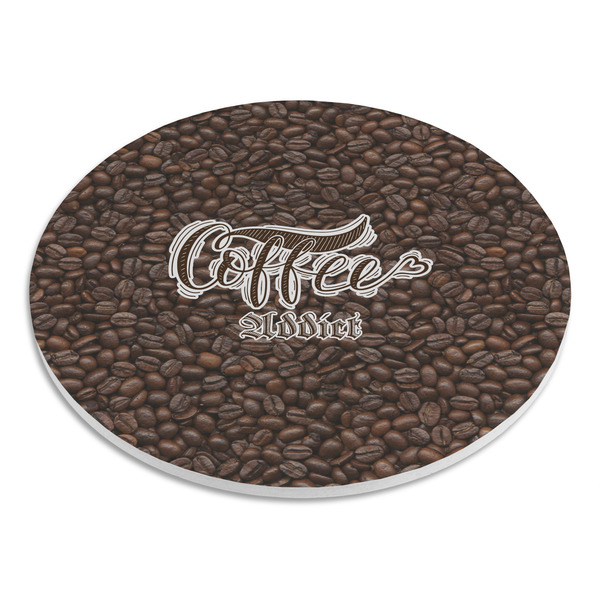 Coffee Addict Round Stone Trivet - Angle View