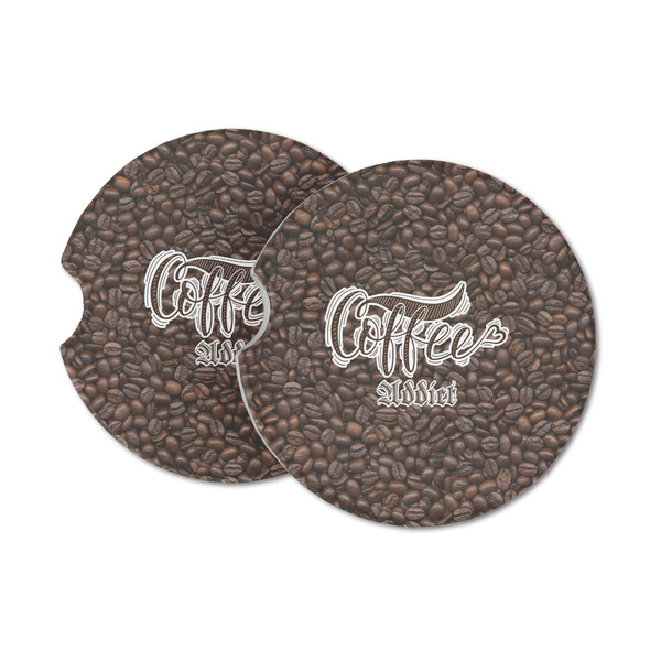 Custom Coffee Addict Sandstone Car Coasters - Set of 2 (Personalized)
