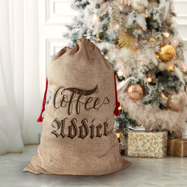 Coffee Addict Santa Bag - Front (stuffed)