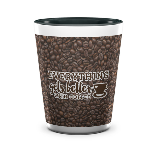 Custom Coffee Addict Ceramic Shot Glass - 1.5 oz - Two Tone - Single