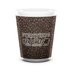 Coffee Addict Ceramic Shot Glass - 1.5 oz - White - Set of 4