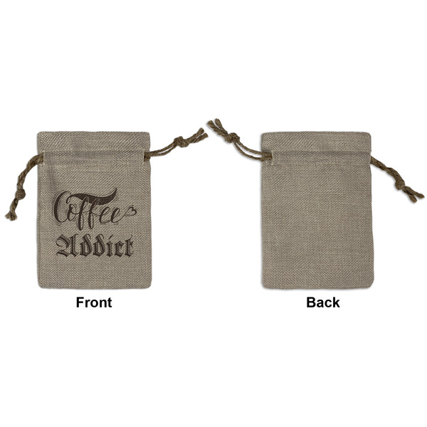 Coffee Addict Small Burlap Gift Bag - Front Approval
