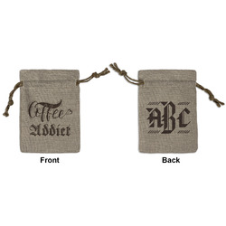 Coffee Addict Small Burlap Gift Bag - Front & Back