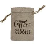 Coffee Addict Small Burlap Gift Bag - Front