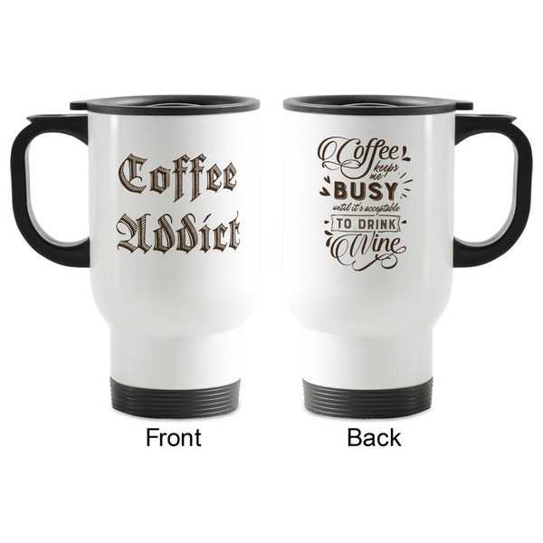 Coffee Addict 2 Stainless Steel Travel Mug with Handle - Apvl