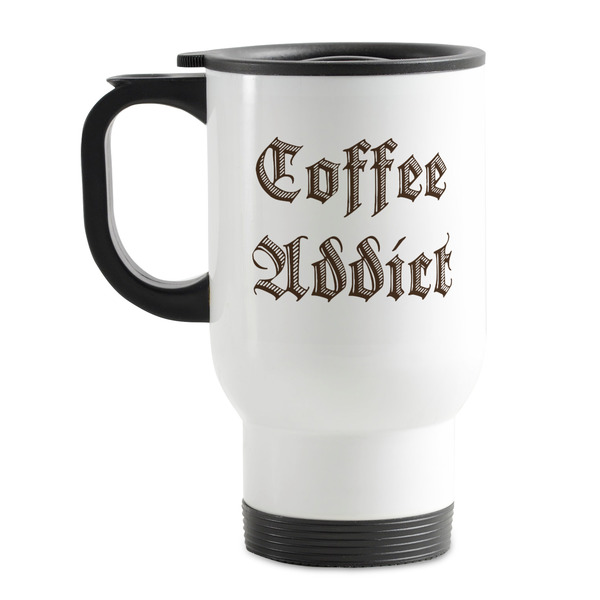 Custom Coffee Addict Stainless Steel Travel Mug with Handle