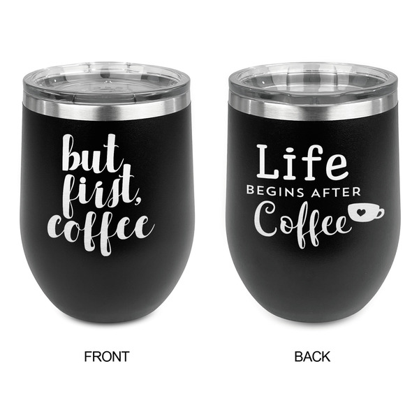 Coffee Addict Stainless Wine Tumblers - Black - Double Sided - Approval