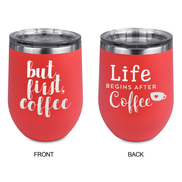 Coffee Addict Stainless Wine Tumblers - Coral - Double Sided - Approval