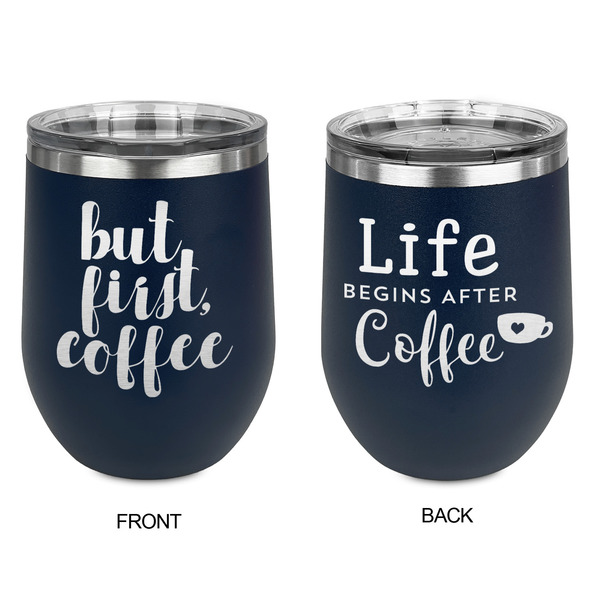 Coffee Addict Stainless Wine Tumblers - Navy - Double Sided - Approval
