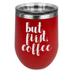 Coffee Addict Stemless Stainless Steel Wine Tumbler - Red - Double Sided