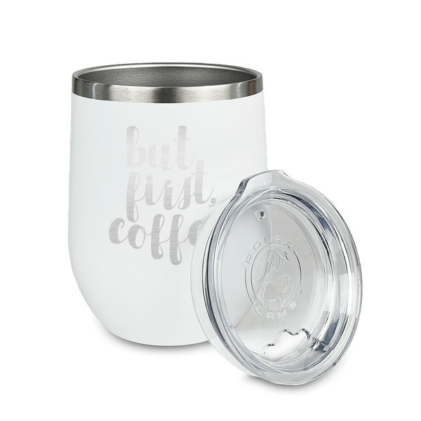 Coffee Addict Stainless Wine Tumblers - White - Single Sided - Alt View