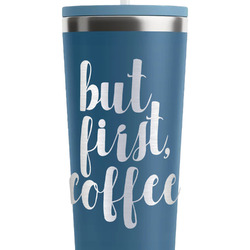 Coffee Addict RTIC Everyday Tumbler with Straw - 28oz - Steel Blue - Double-Sided