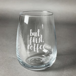 Coffee Addict Stemless Wine Glass - Engraved