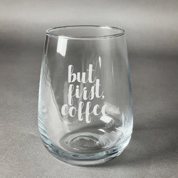 Coffee Addict Stemless Wine Glass - Engraved