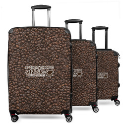 Coffee Addict 3 Piece Luggage Set - 20" Carry On, 24" Medium Checked, 28" Large Checked