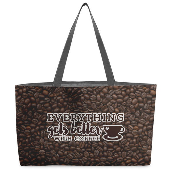 Custom Coffee Addict Beach Totes Bag - w/ Black Handles