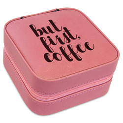 Coffee Addict Travel Jewelry Boxes - Pink Leather