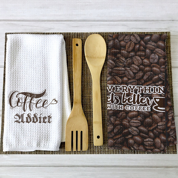 Coffee Addict Waffle Weave Towels - 2 Print Styles