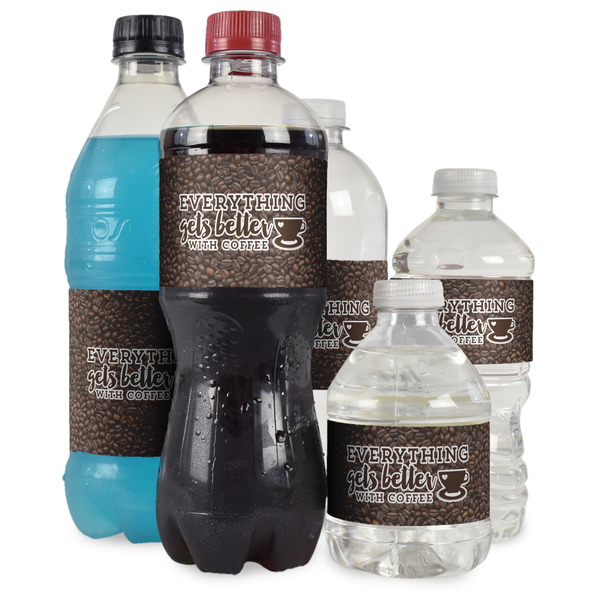 Coffee Addict Water Bottle Label - Multiple Bottle Sizes
