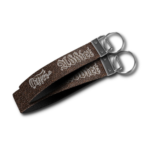 Coffee Addict Webbing Keychain FOBs - Size Comparison