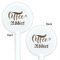 Coffee Addict White Plastic 5.5" Stir Stick - Double Sided - Round - Front & Back