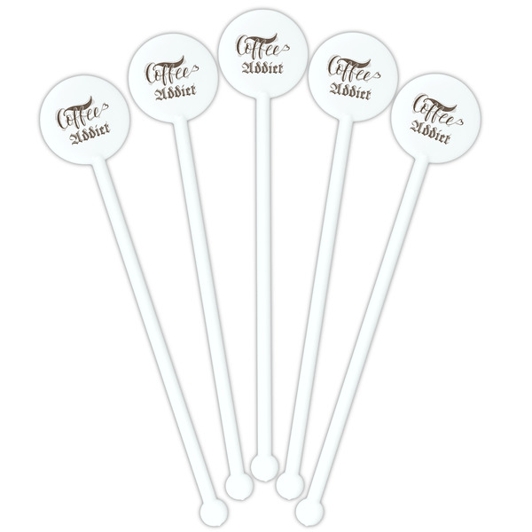 Coffee Addict White Plastic 5.5" Stir Stick - Fan View