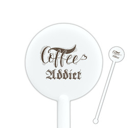 Coffee Addict 5.5" Round Plastic Stir Sticks - White - Single Sided
