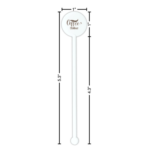 Coffee Addict White Plastic 5.5" Stir Stick - Round - Dimensions