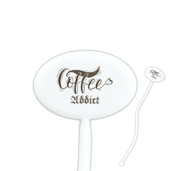 Coffee Addict 7" Oval Plastic Stir Sticks - White - Double Sided