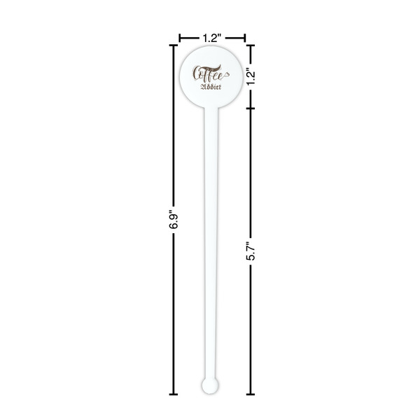 Coffee Addict White Plastic 7" Stir Stick - Round - Dimensions