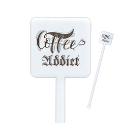 Coffee Addict Square Plastic Stir Sticks - Double Sided