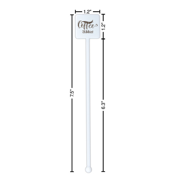 Coffee Addict White Plastic Stir Stick - Square - Dimensions