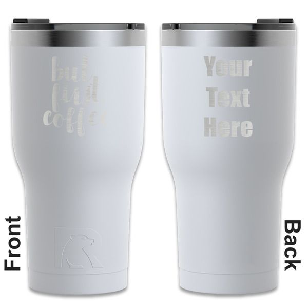 Custom Coffee Addict RTIC Tumbler - White - Engraved Front & Back (Personalized)