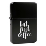 Coffee Addict Windproof Lighter - Black - Double Sided & Lid Engraved