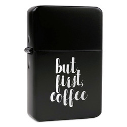 Coffee Addict Windproof Lighter - Black - Single Sided
