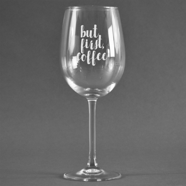Custom Coffee Addict Wine Glass - Engraved