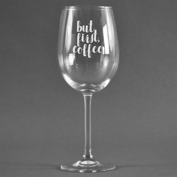 Custom Coffee Addict Wine Glass - Engraved