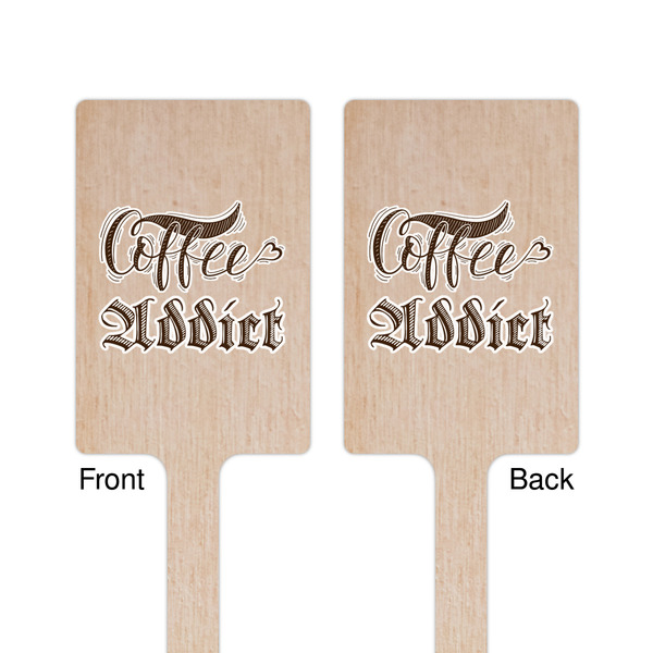 Coffee Addict Wooden 6.25" Stir Stick - Rectangular - Double Sided - Front & Back