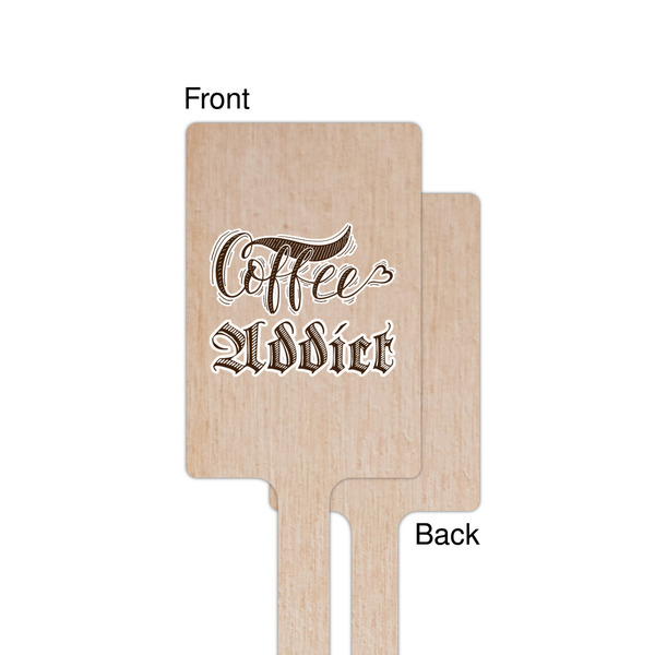 Coffee Addict Wooden 6.25" Stir Stick - Rectangular - Single - Front & Back