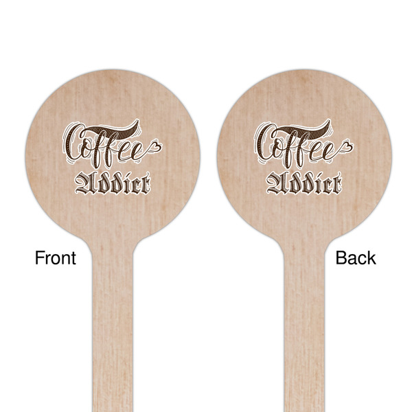 Coffee Addict Wooden 7.5" Stir Stick - Round - Double Sided - Front & Back