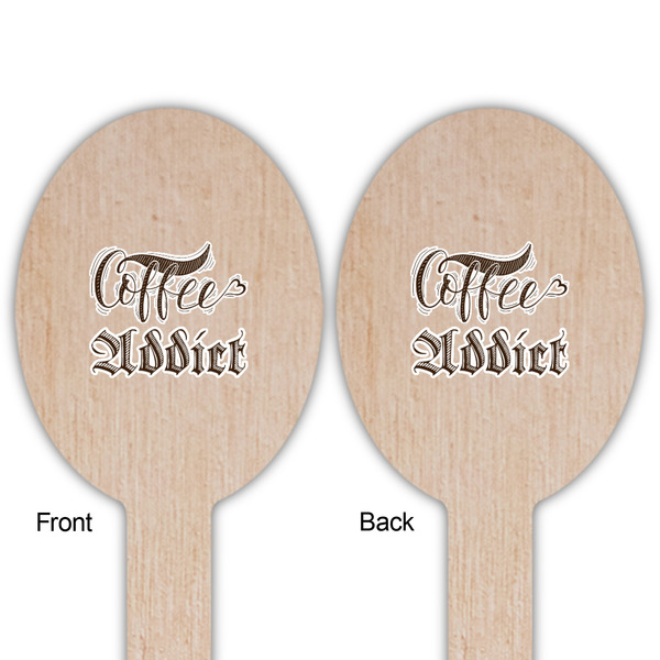 Coffee Addict Wooden Food Pick - Oval - Double Sided - Front & Back
