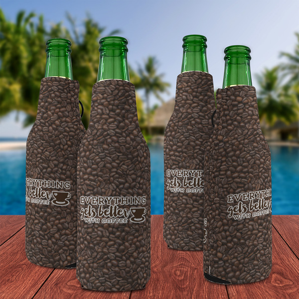 Coffee Addict Zipper Bottle Cooler - Set of 4 - LIFESTYLE