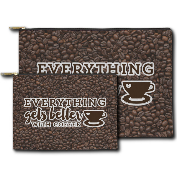 Coffee Addict Zippered Pouches - Size Comparison