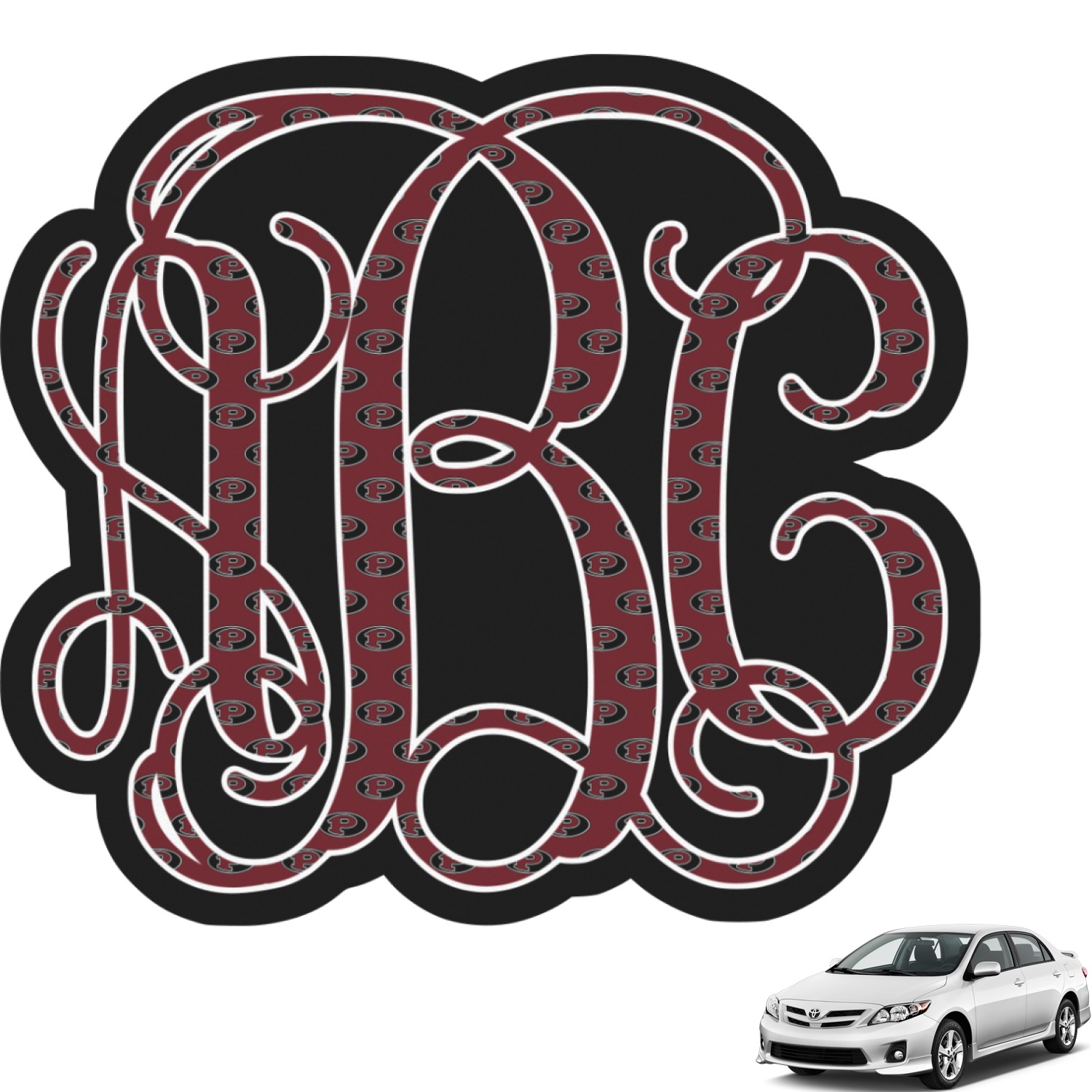 Pearland Oilers Interlocking Monogram Car Decal (Personalized) You