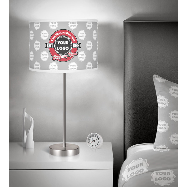Logo & Tag Line 13 inch drum lamp shade - in room