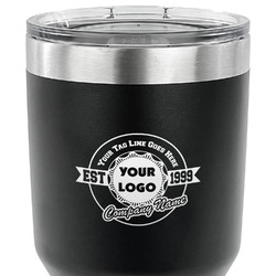 Logo & Tag Line 30 oz Stainless Steel Tumbler - Black - Single-Sided (Personalized)