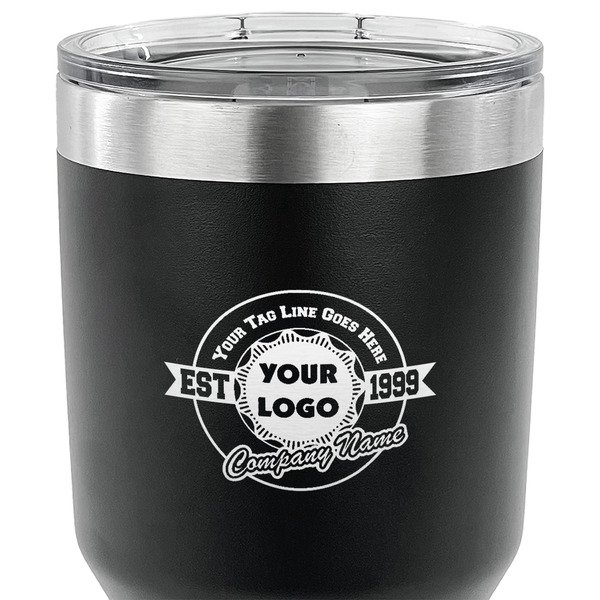 Logo & Tag Line 30 oz Stainless Steel Ringneck Tumbler - Black - CLOSE UP