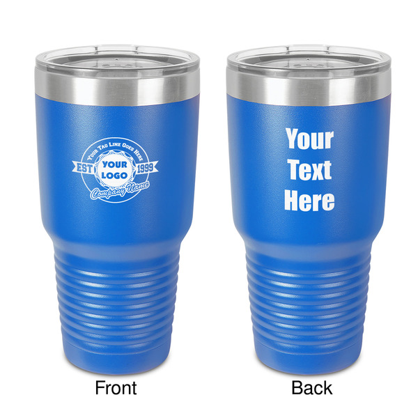 Custom Logo & Tag Line 30 oz Stainless Steel Tumbler - Royal Blue - Double-Sided (Personalized)